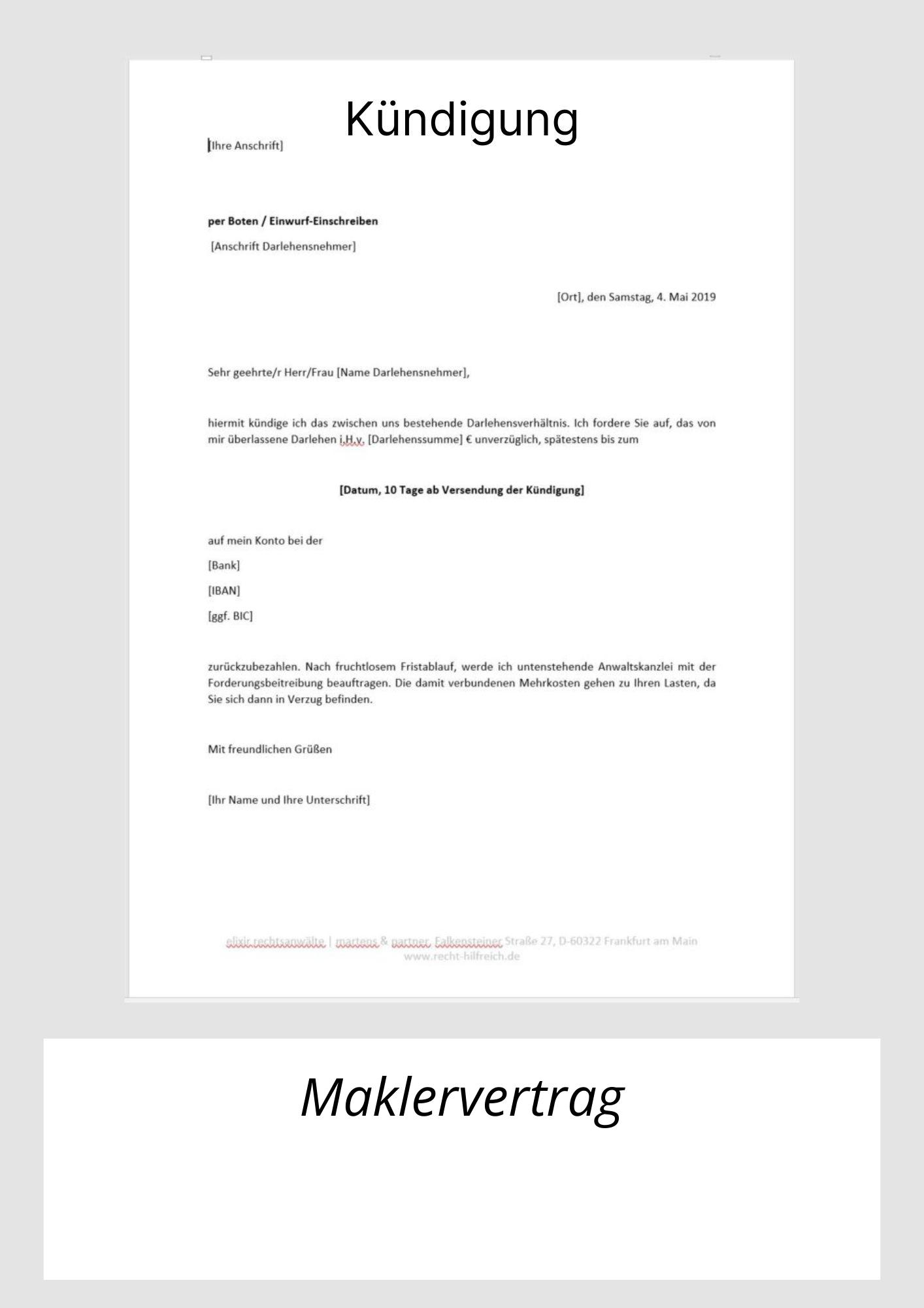 Maklervertrag Kündigen